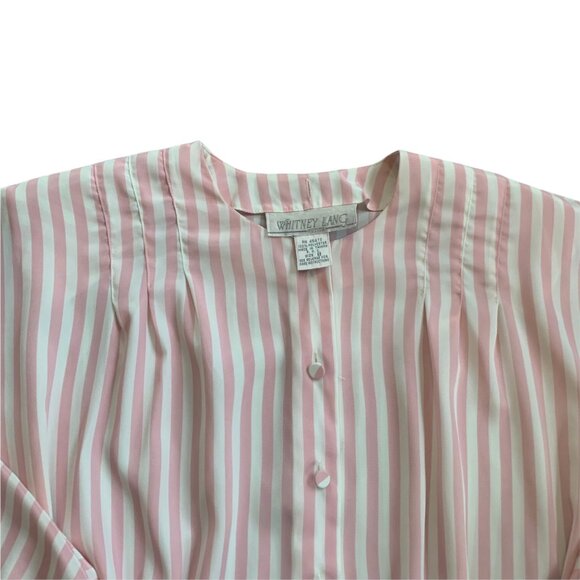 Vintage Whitney Lang Petite Striped Romantic Pastel Goth Blouse 8 - Picture 4 of 6